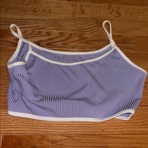 SHEIN Purple Crop Top with Cream Trim